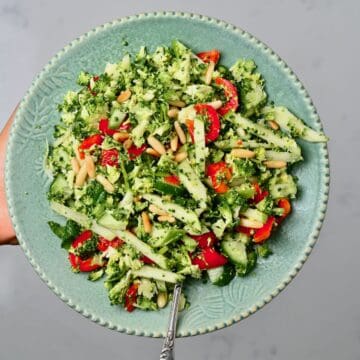 A serving of broccoli apple salad