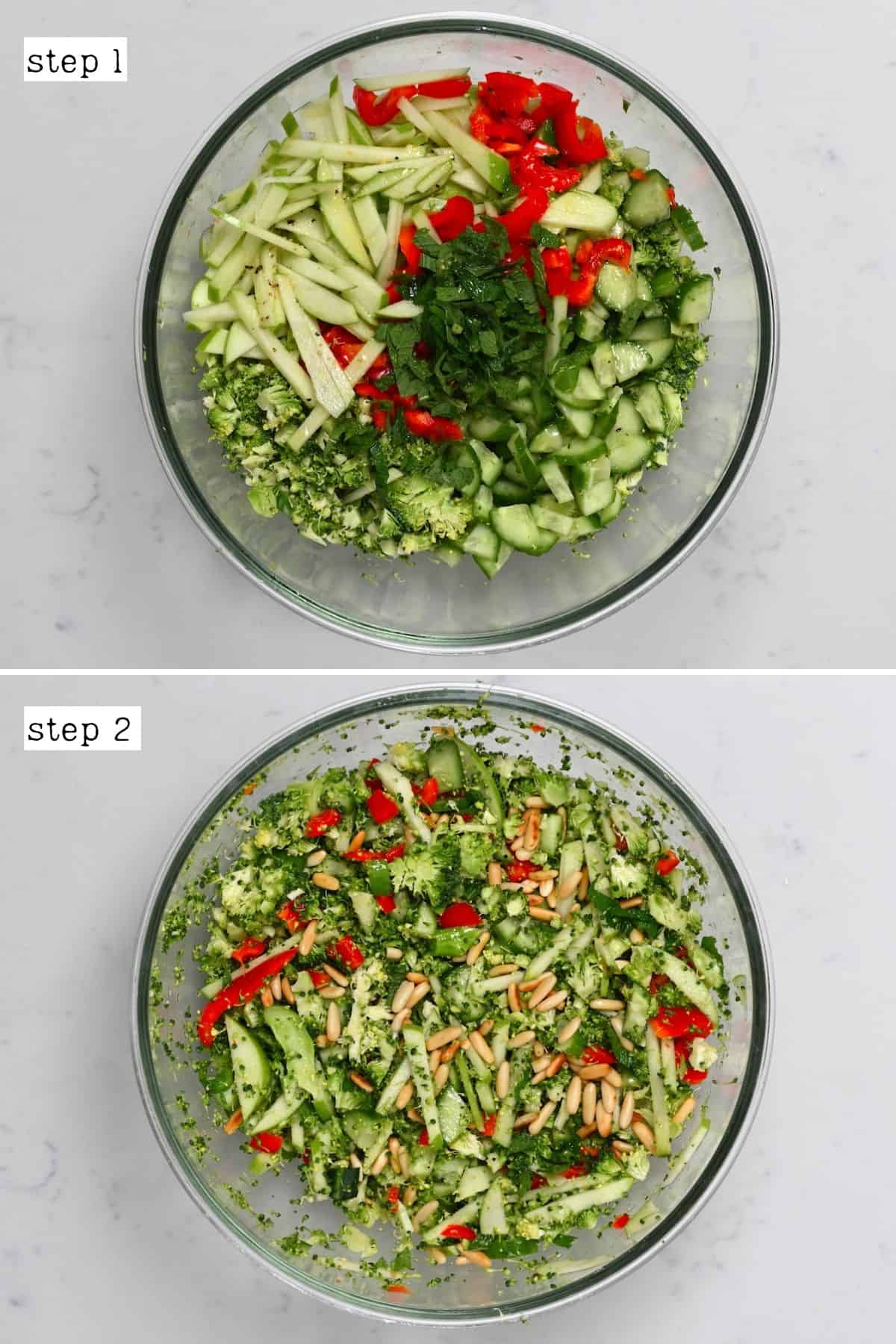 Steps for making broccoli apple salad