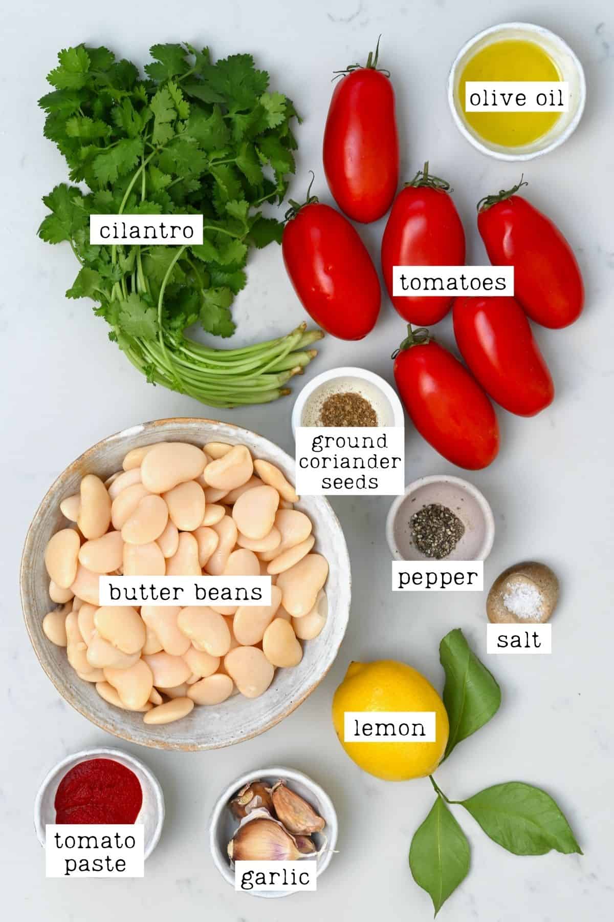 Ingredients for butter bean stew