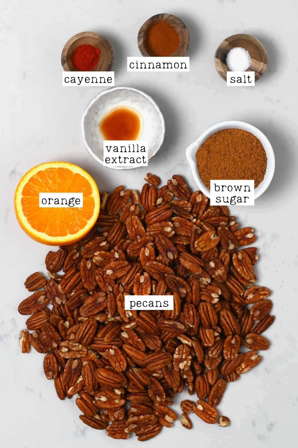 Ingredients for candied pecans
