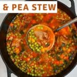 A saucepan with carrot and pea stew