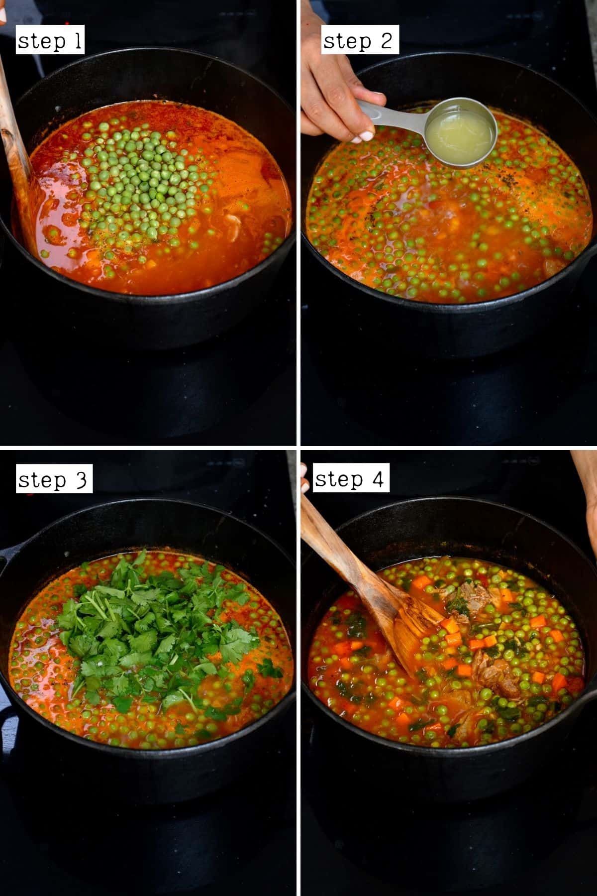 Steps for cooking carrot pea stew