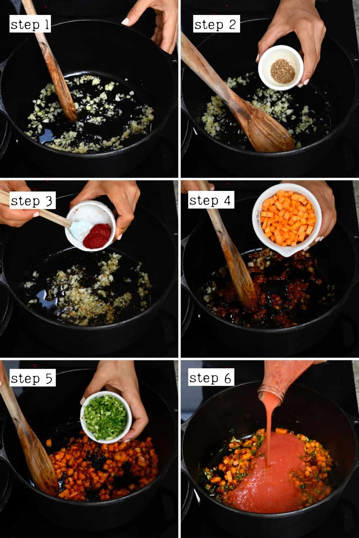 Steps for preparing carrot pea stew