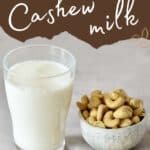 Homemade cashew milk and cashews
