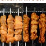 Grilling chicken shish tawook