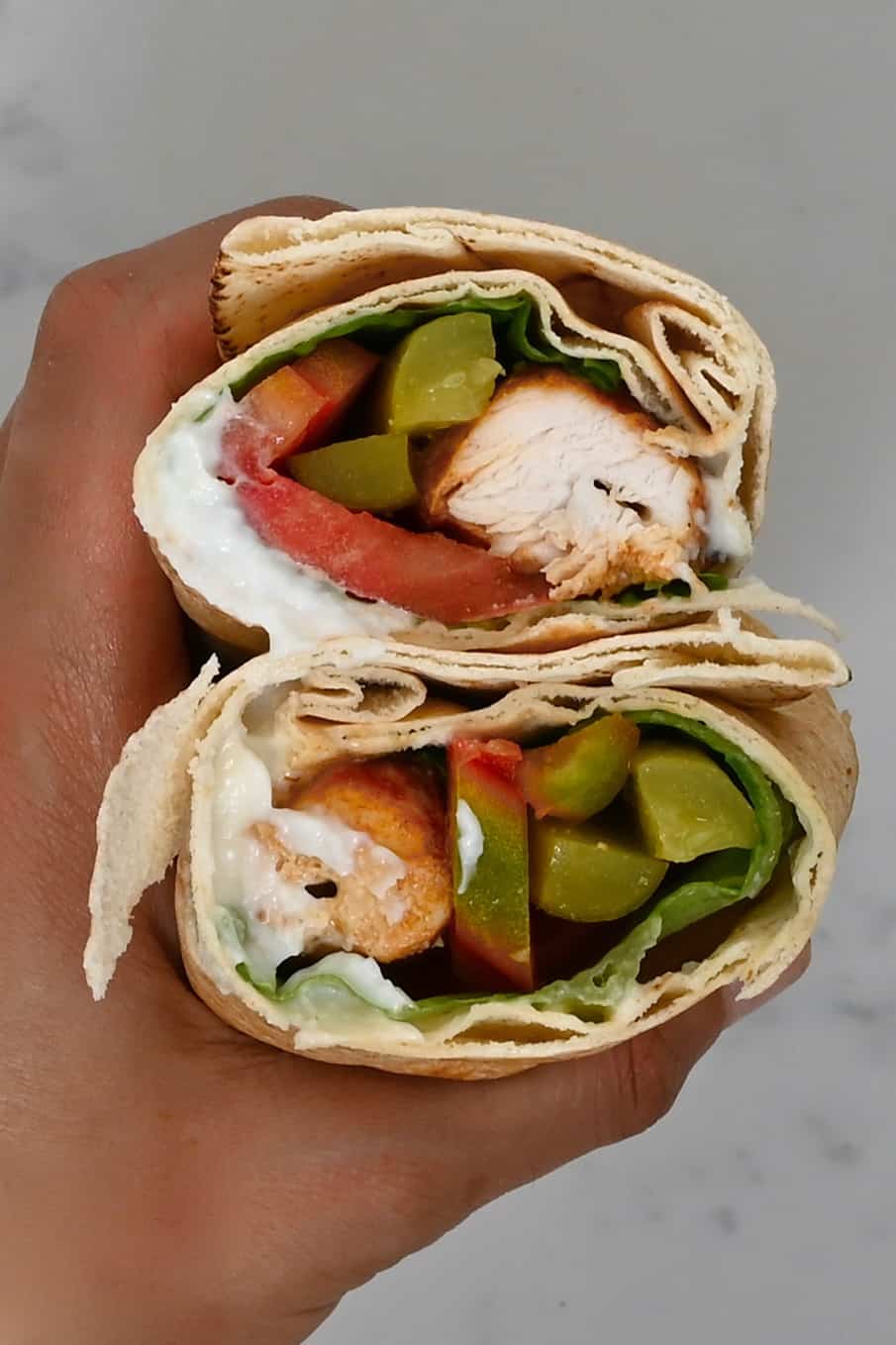A wrap with chicken shish tawook