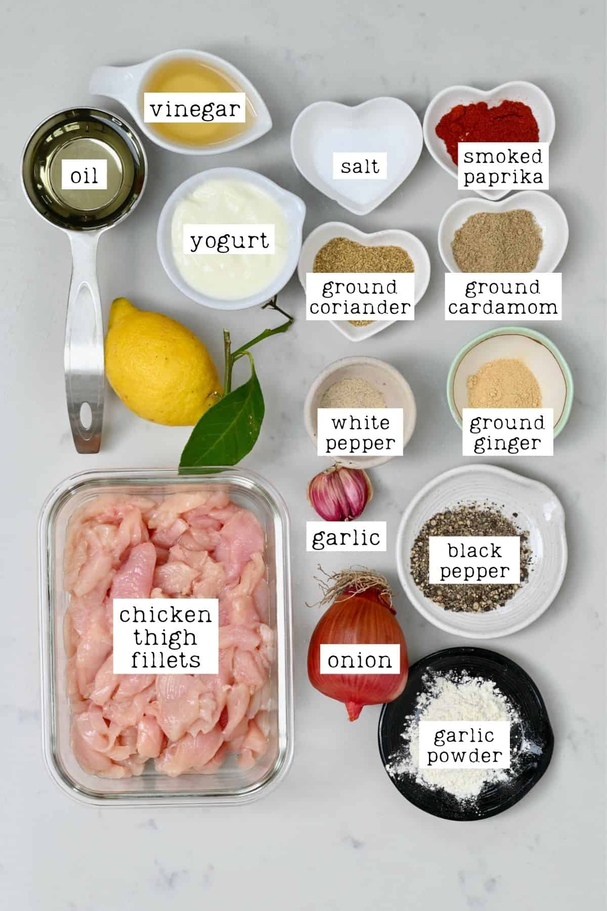 Ingredients for chicken shawarma