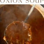 A spoonful of french onion soup