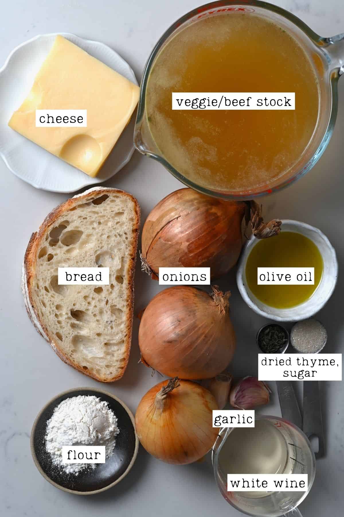 Ingredients for French onion soup
