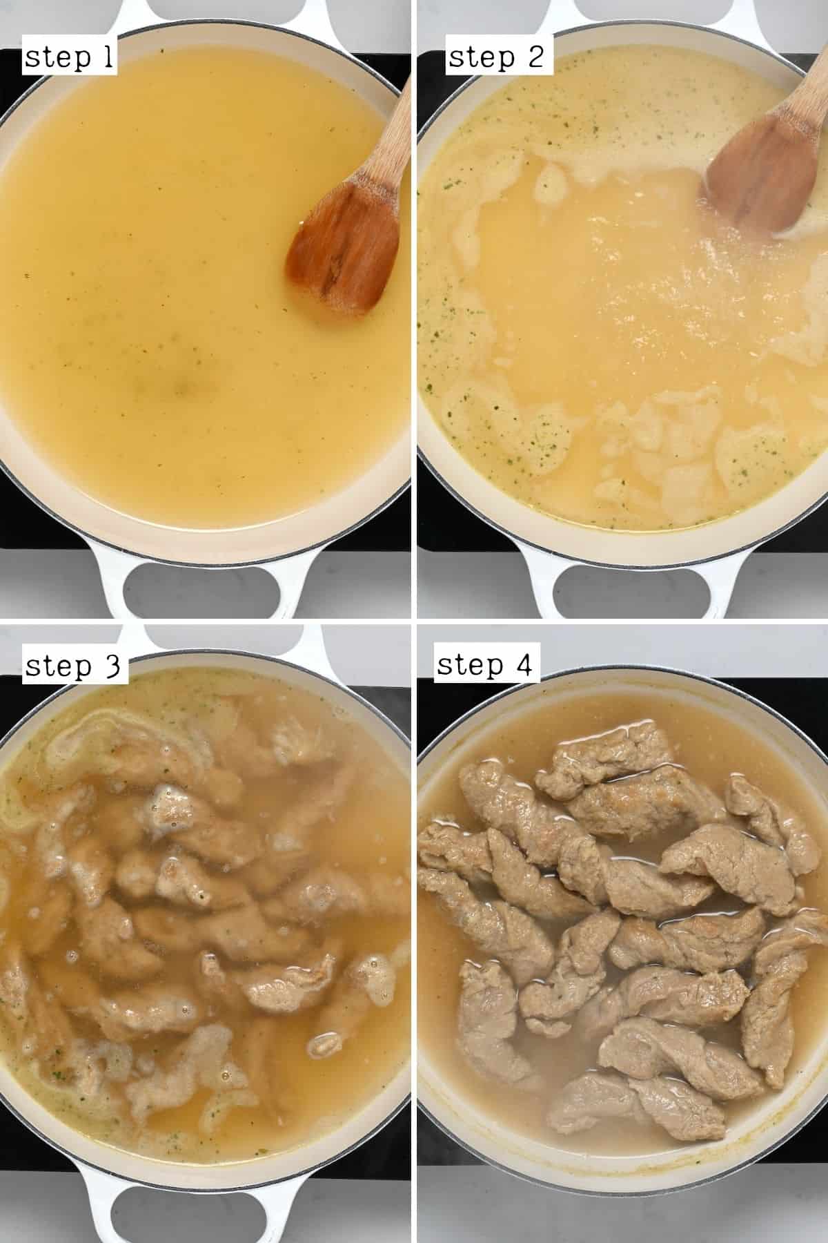 Steps for cooking seitan in broth