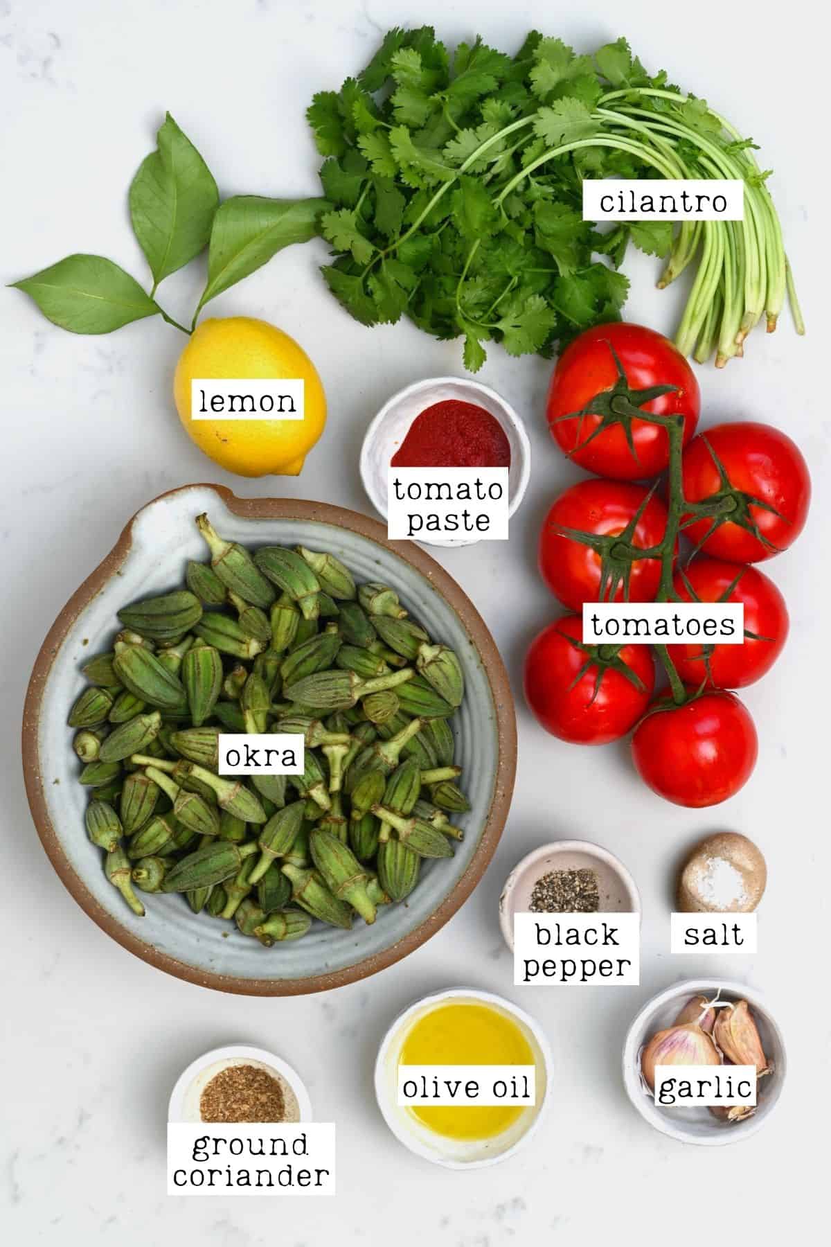 Ingredients for okra stew