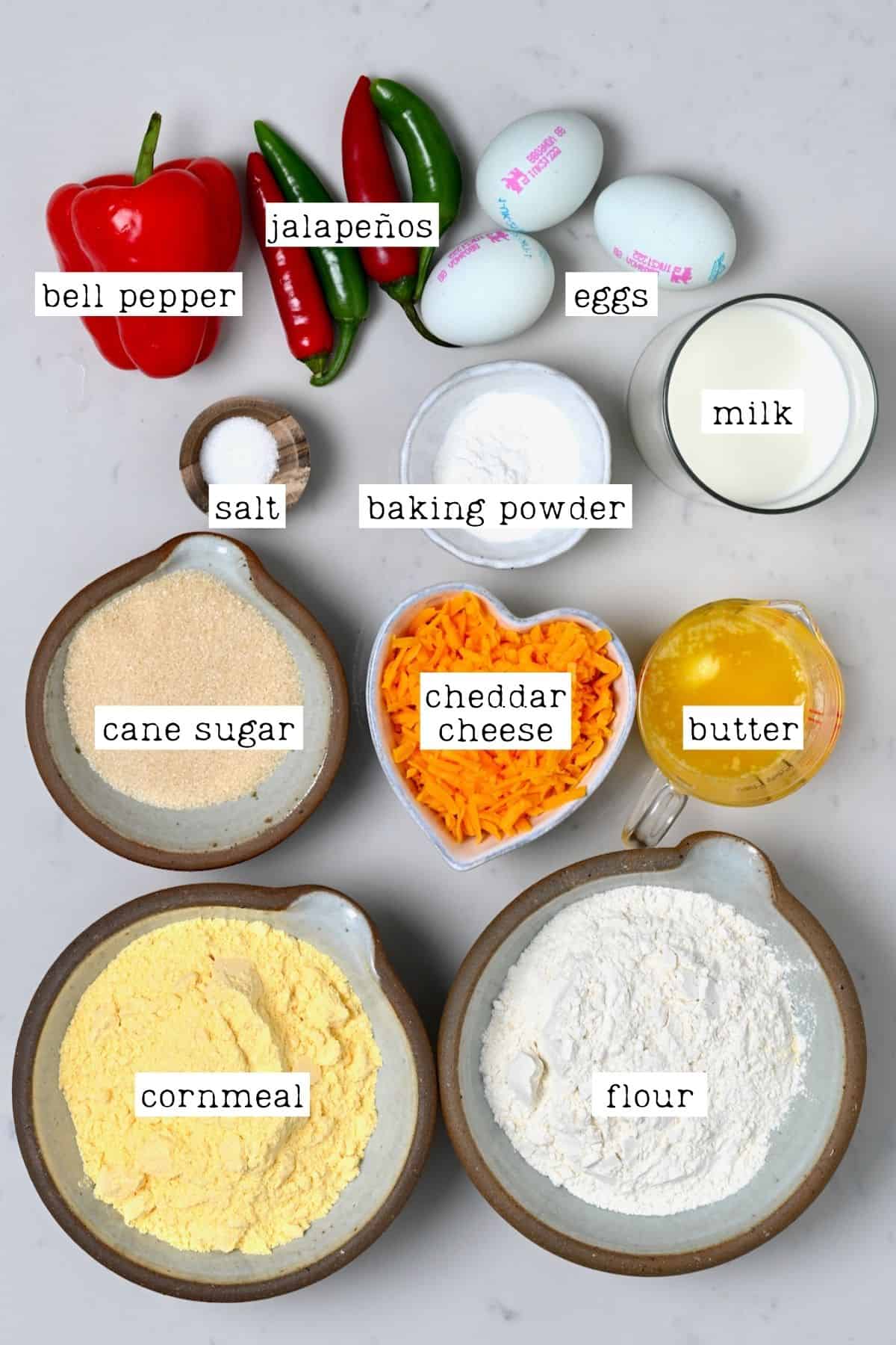 Ingredients for jalapeño cornbread