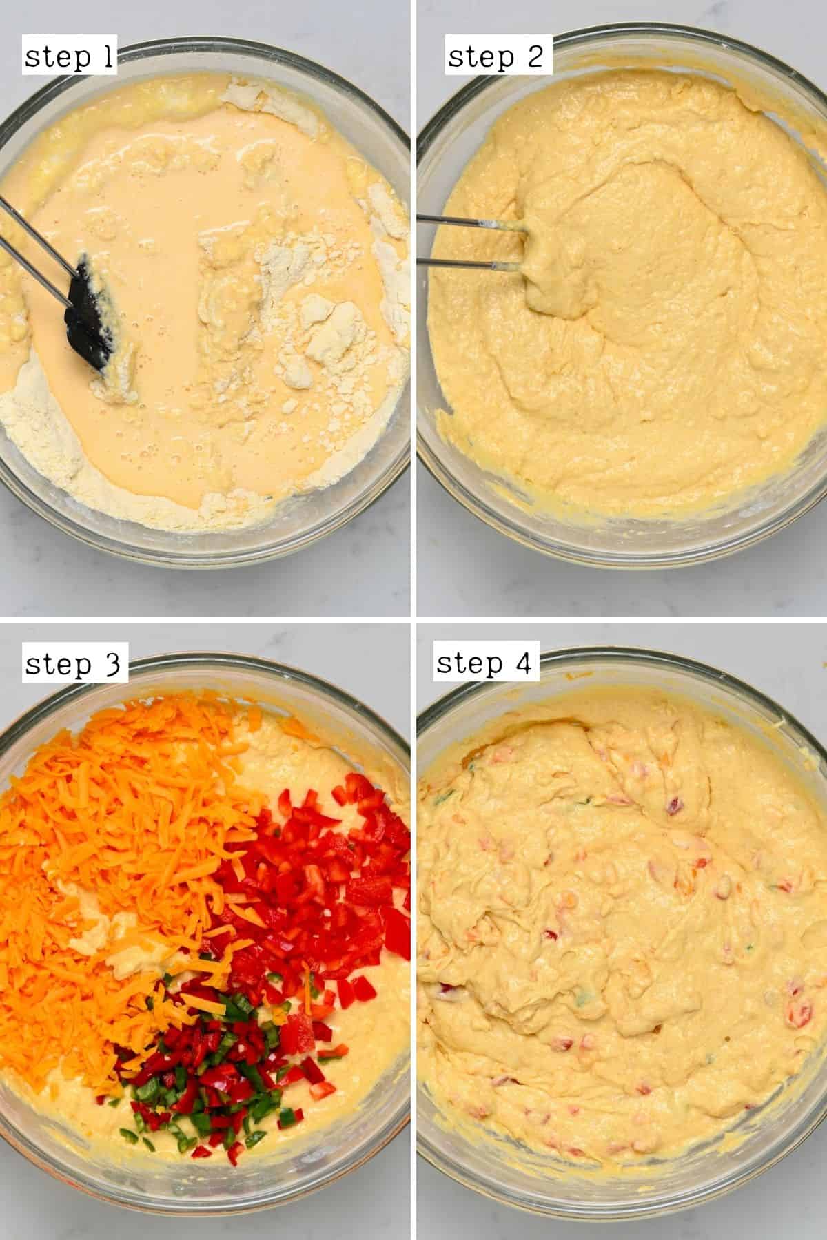 Steps for preparing jalapeño cornbread dough