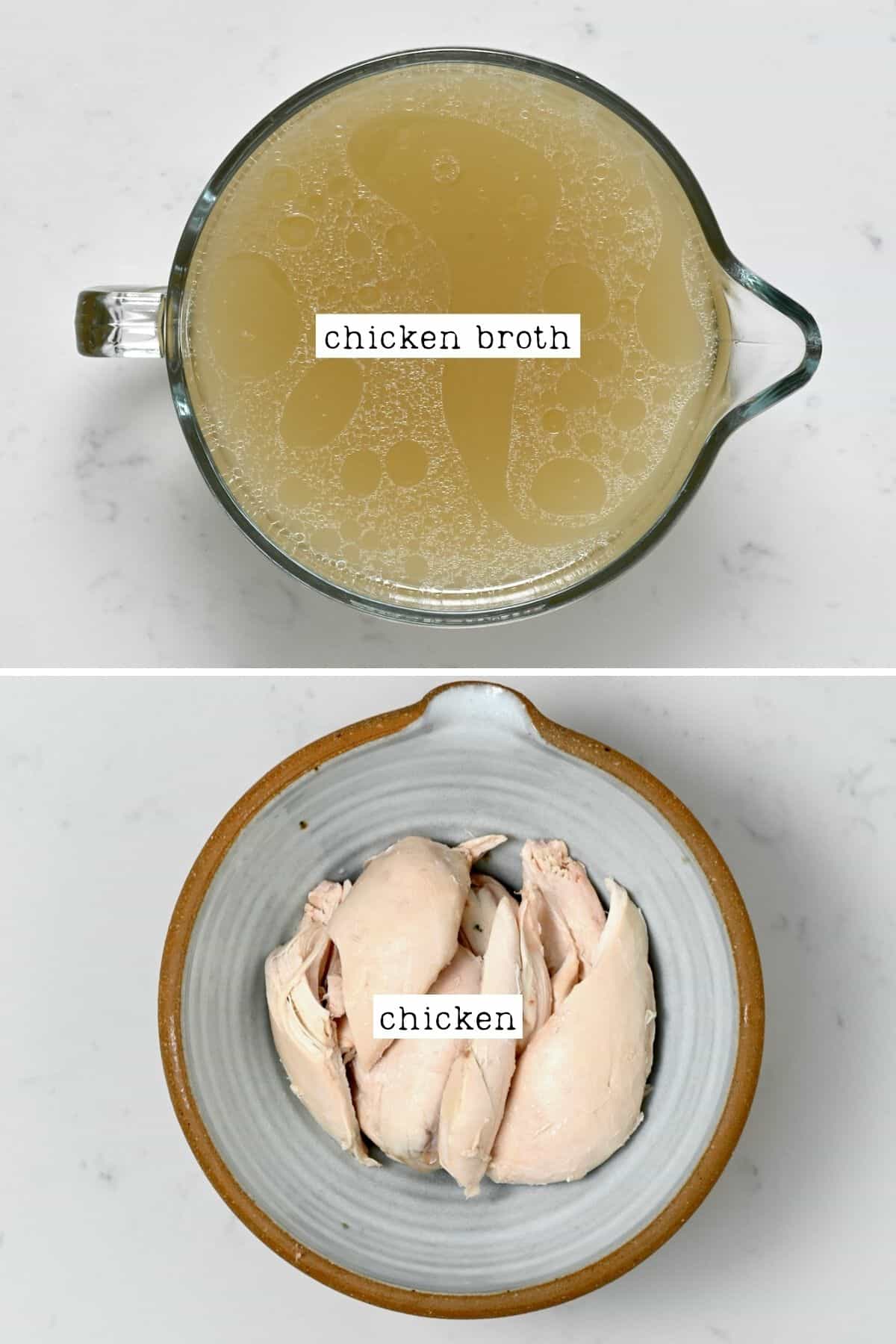 Chicken broth and chicken