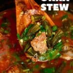 A close up of okra stew