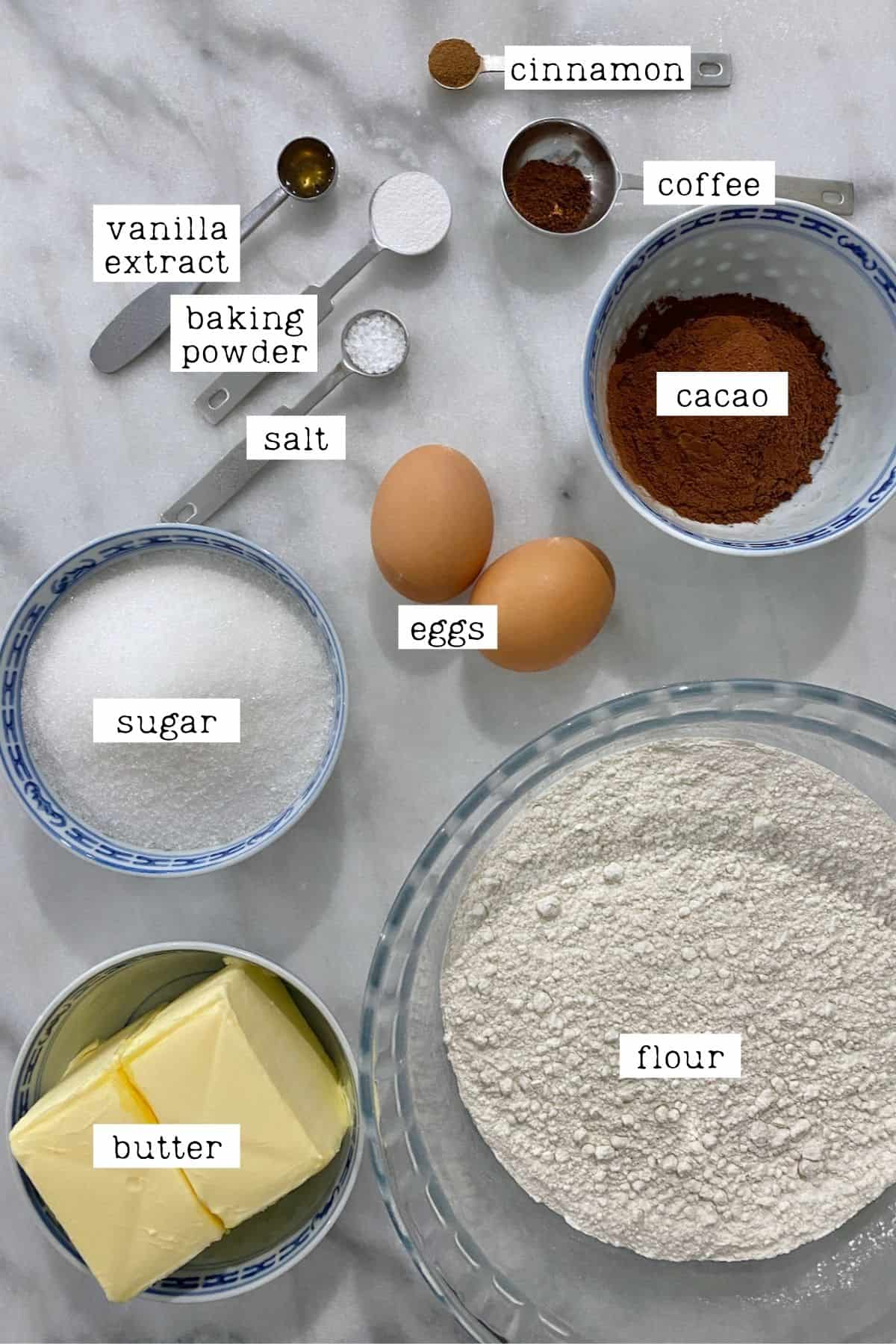 Ingredients for pinwheel cookies