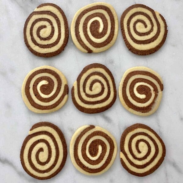 Nice pinwheel cookies on a flat surface