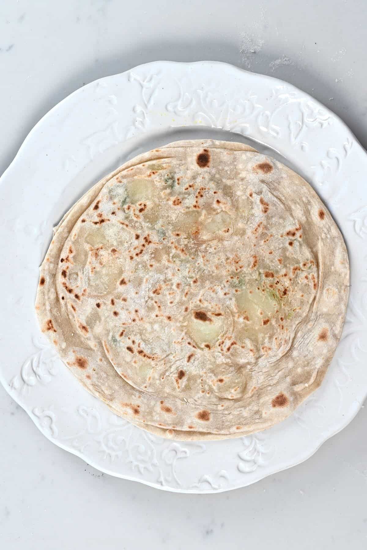 Homemade Aloo Paratha on a plate