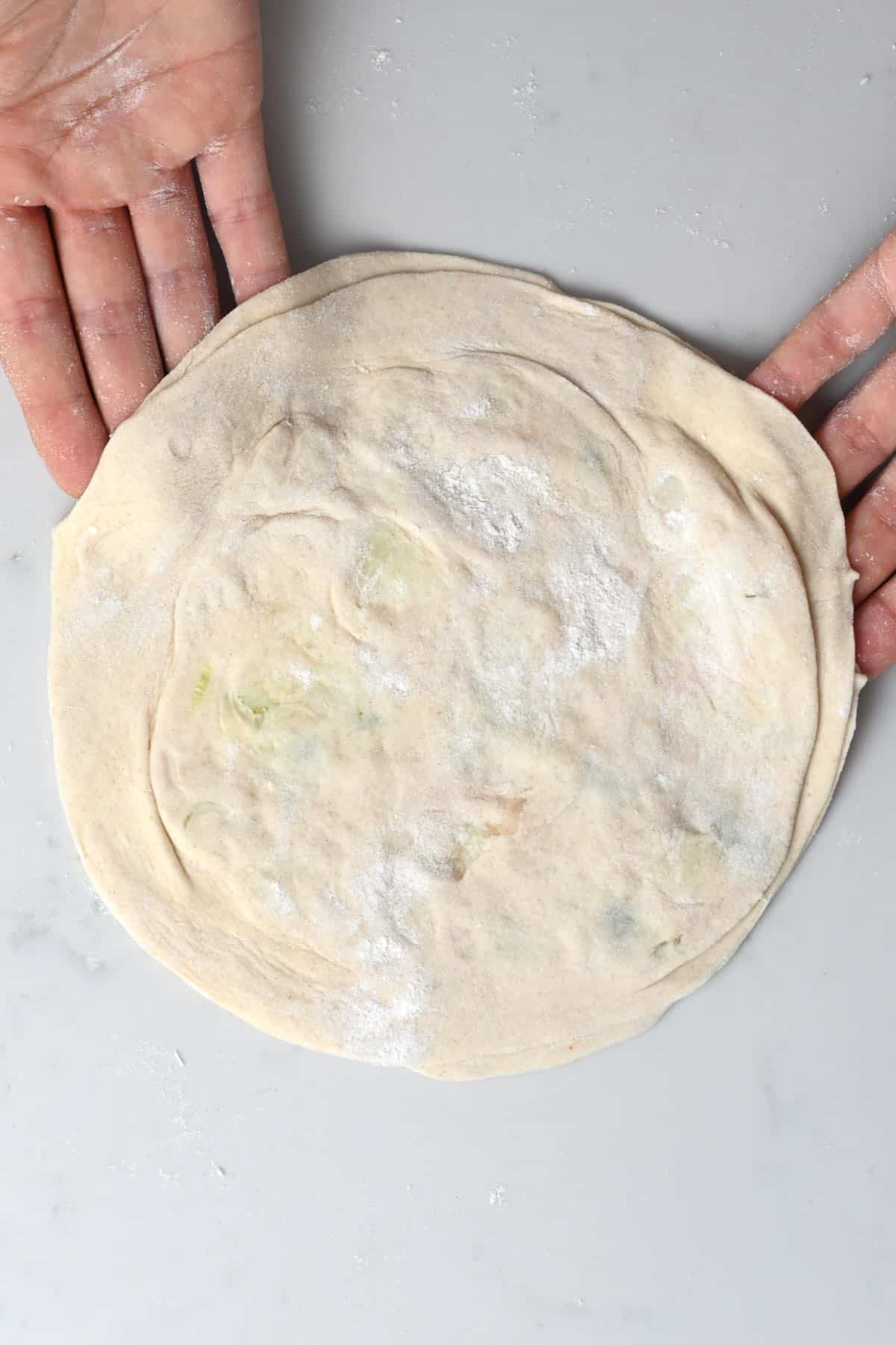 Rolled out aloo roti