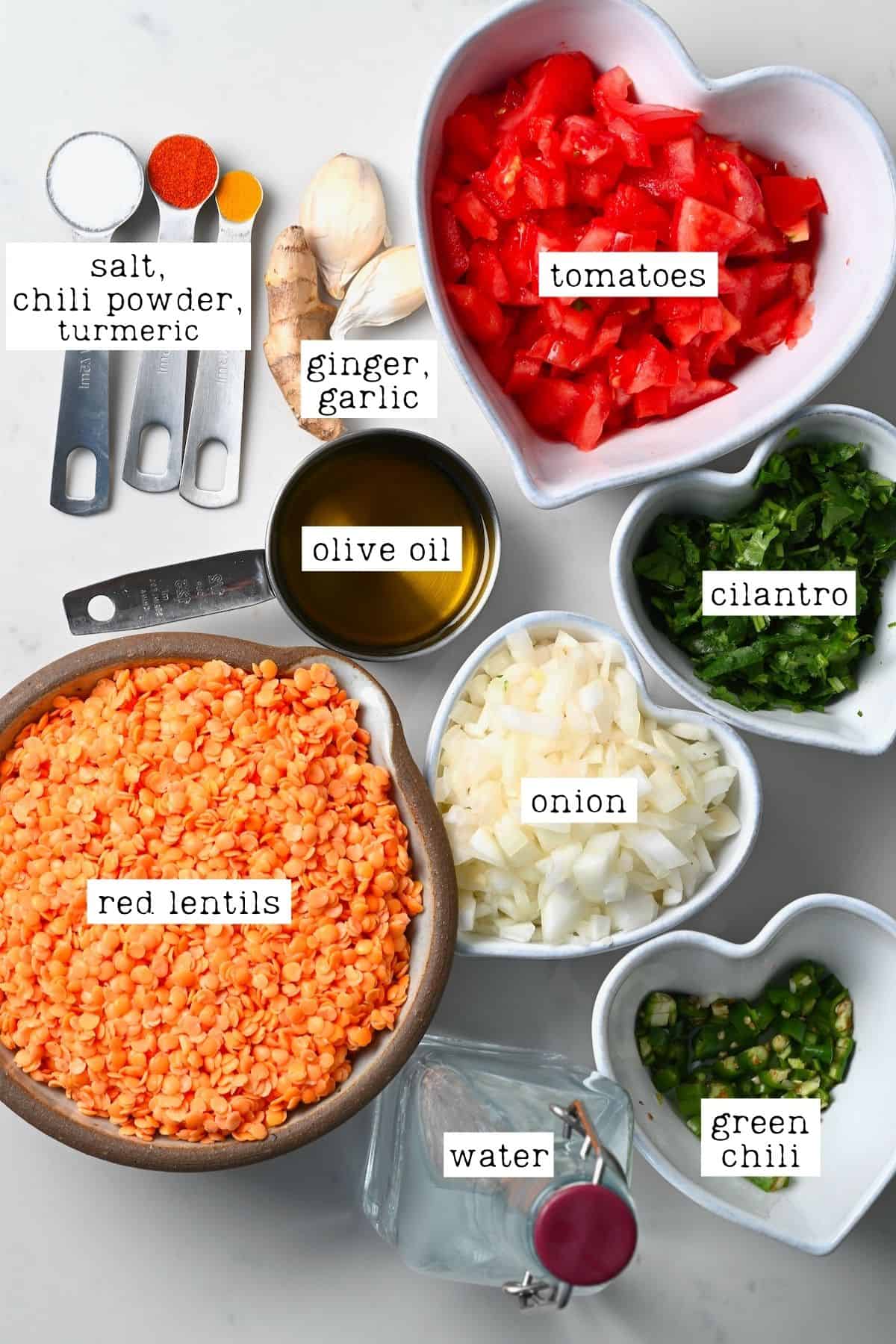 Ingredients for red lentil dahl