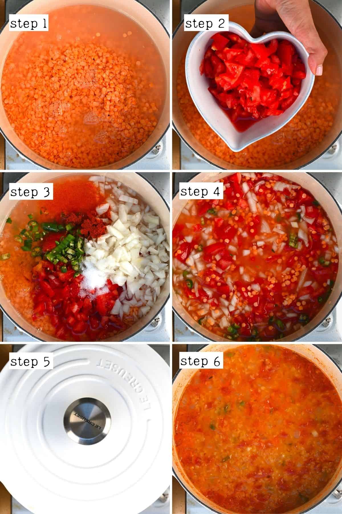 Steps for cooking red lentil dahl