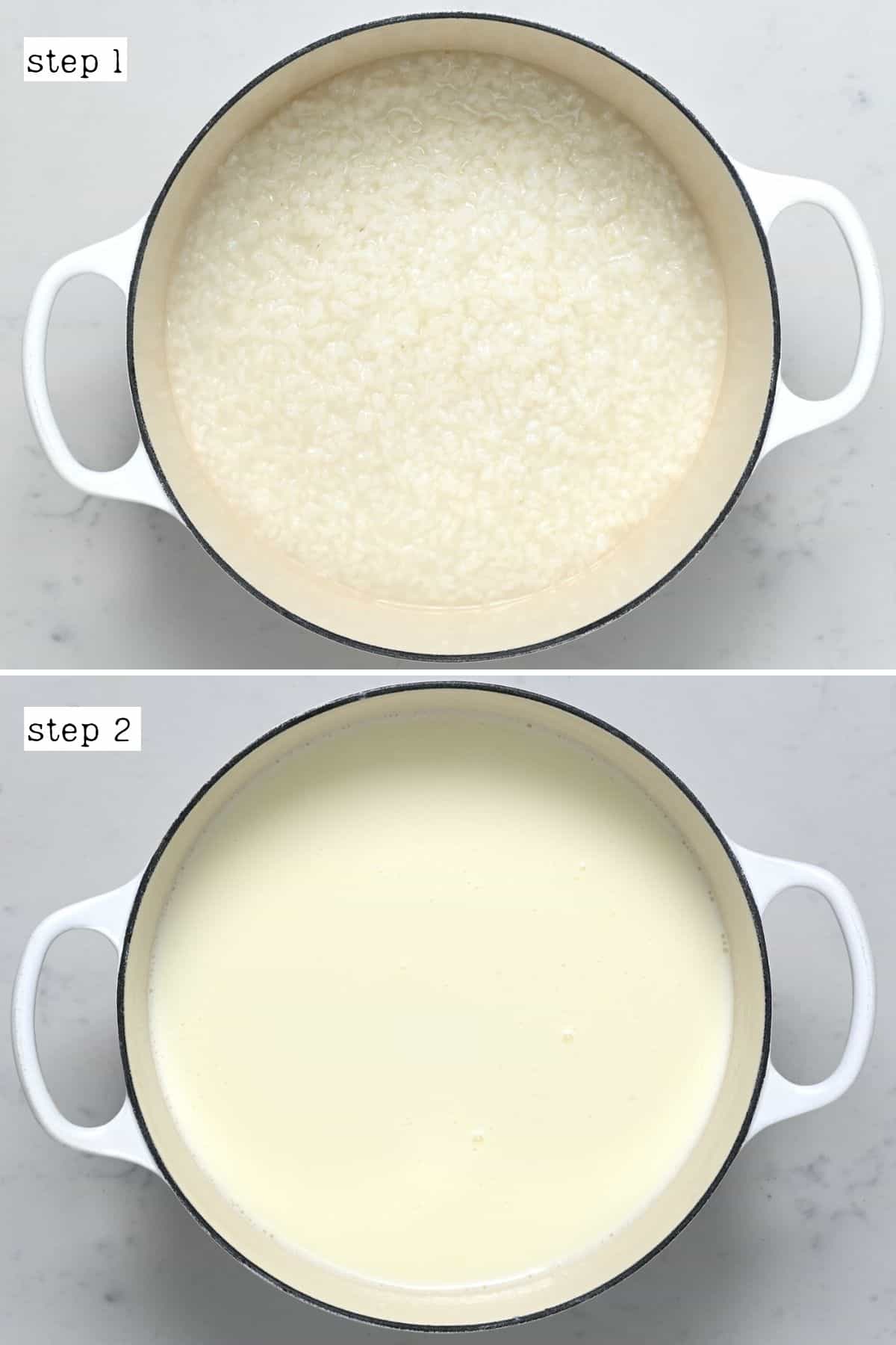 Steps for making rice pudding