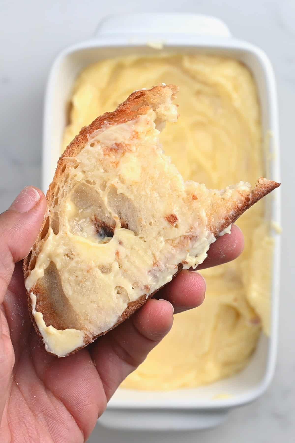 A slice of toast with roasted garlic butter