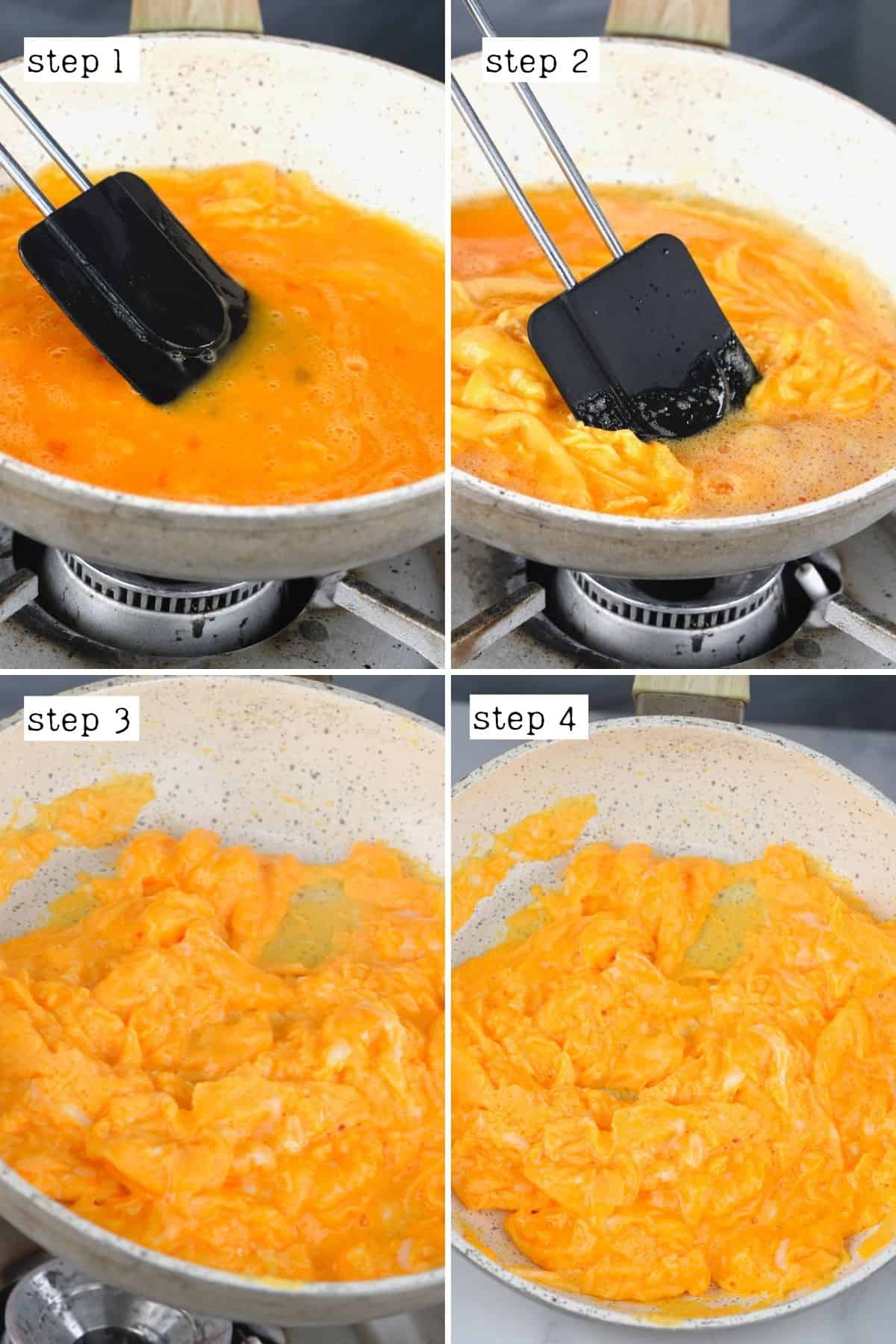 Steps for cooking scrambled eggs