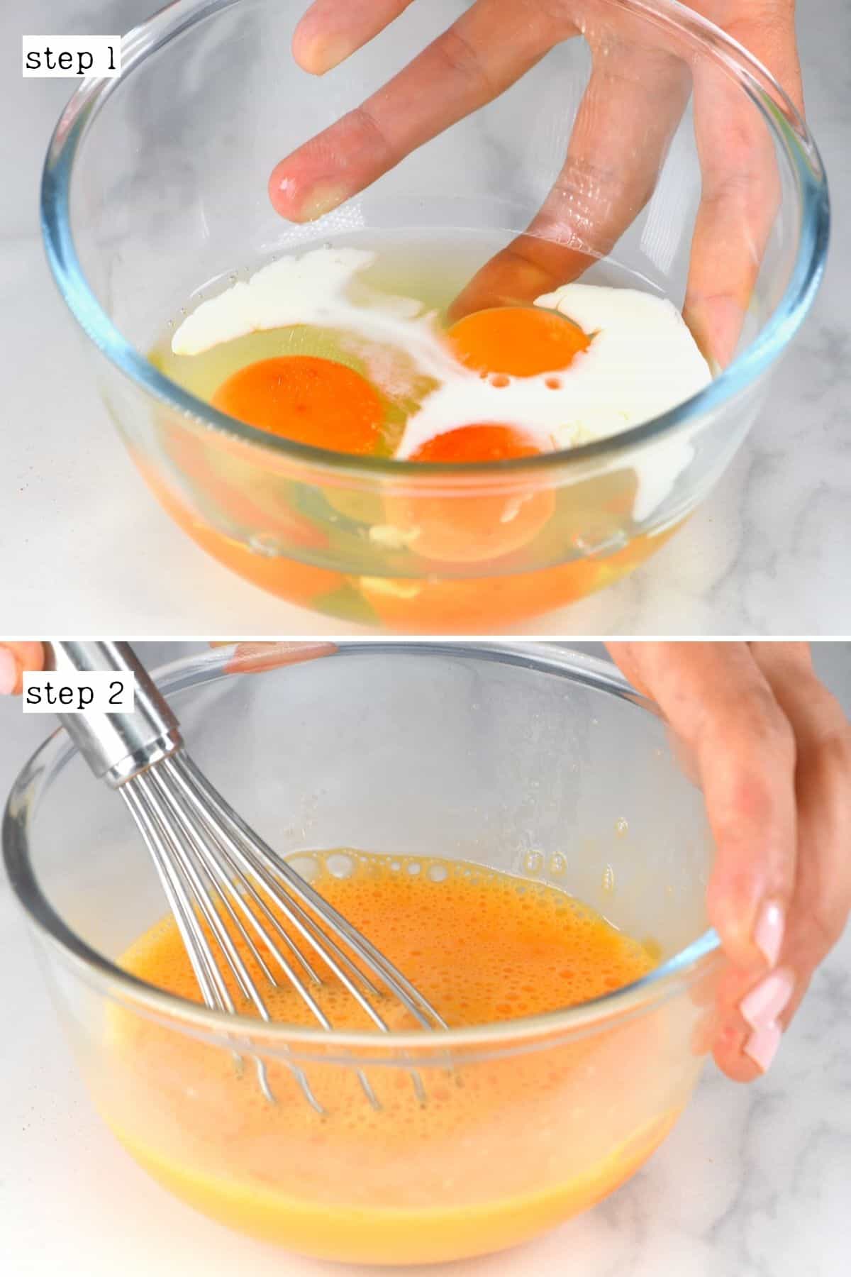 Steps for preparing scrambled eggs