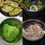 A saucepan with stuffed cabbage rolls
