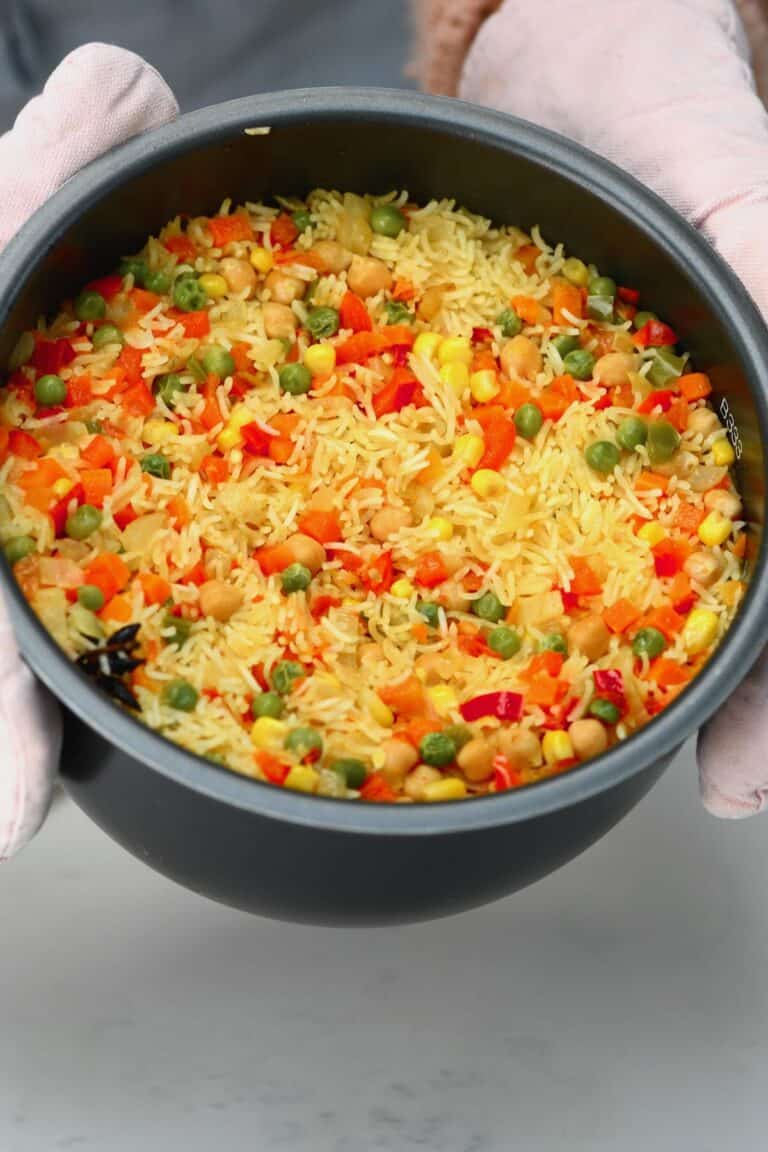 Easy Vegetable Rice Pilaf (Yellow Turmeric Rice) Alphafoodie