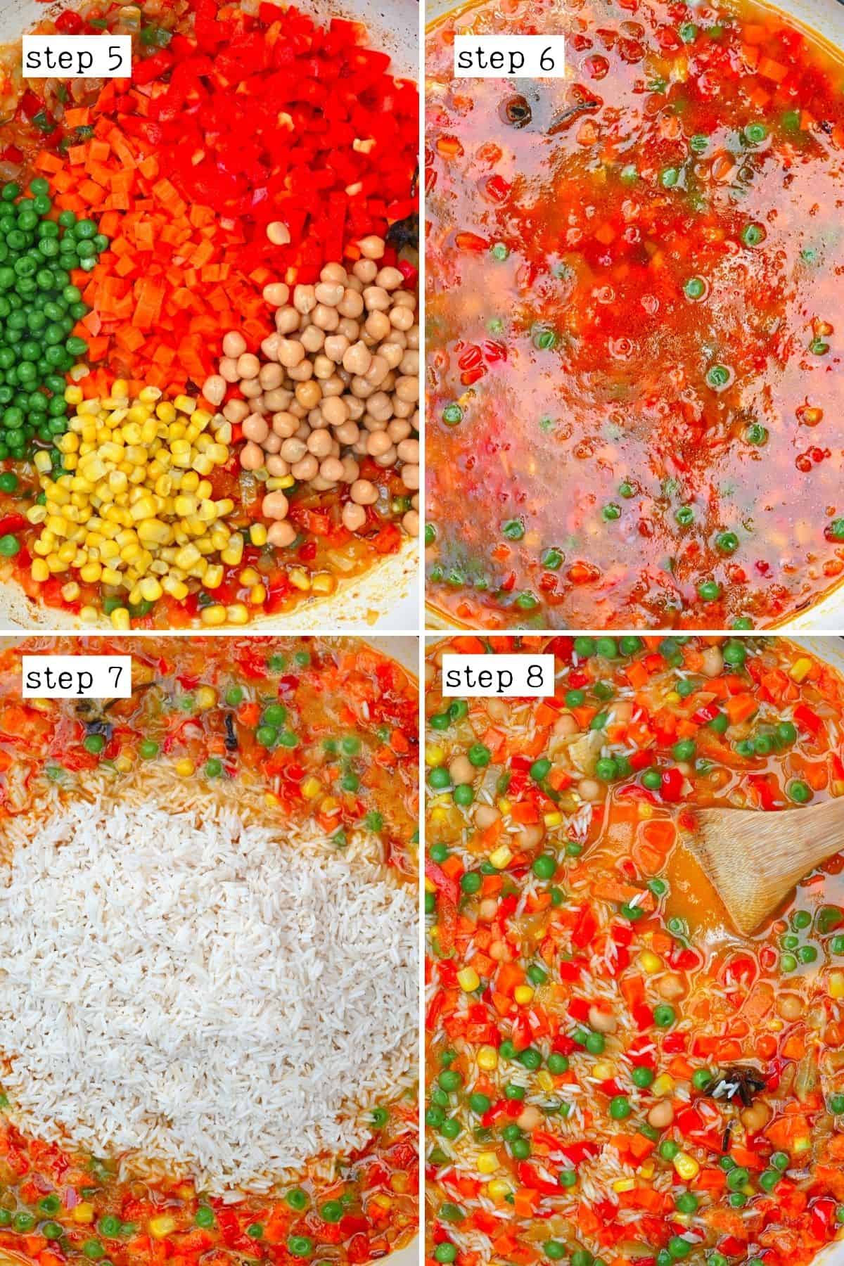 Steps for cooking vegetable rice
