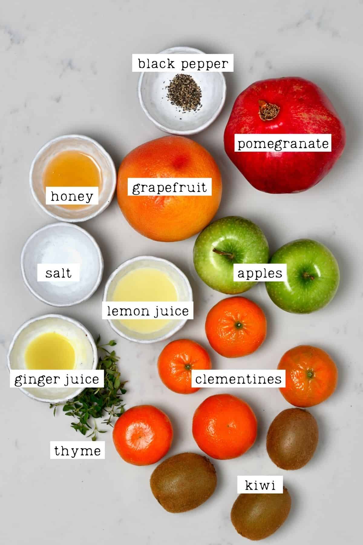 Ingredients for winter fruit salad