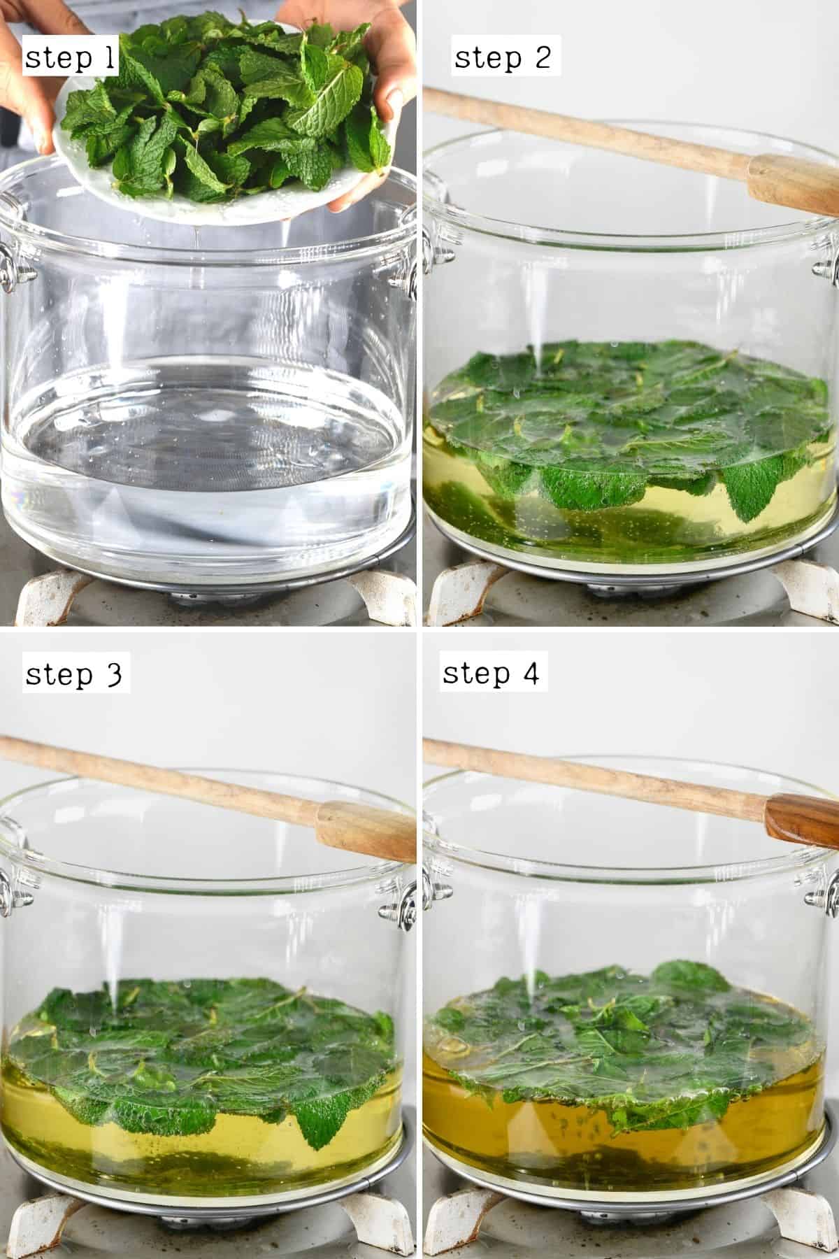 Steps for making mint tea