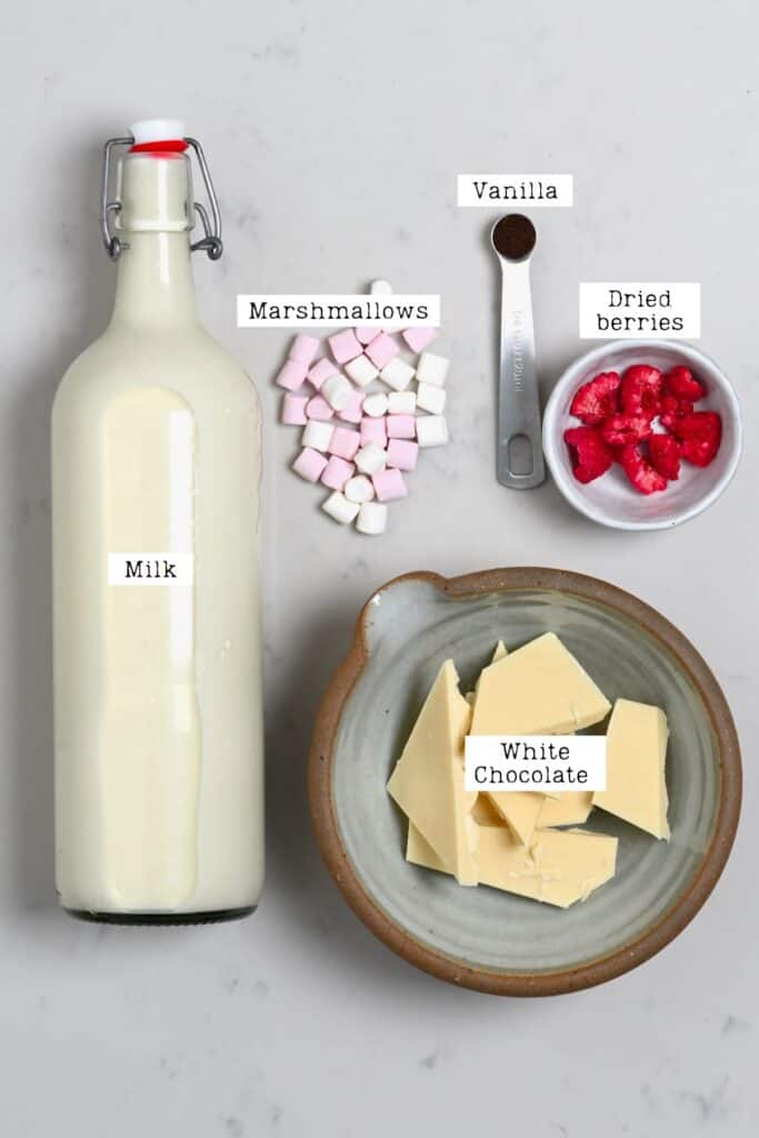 ingredients for hot white chocolate