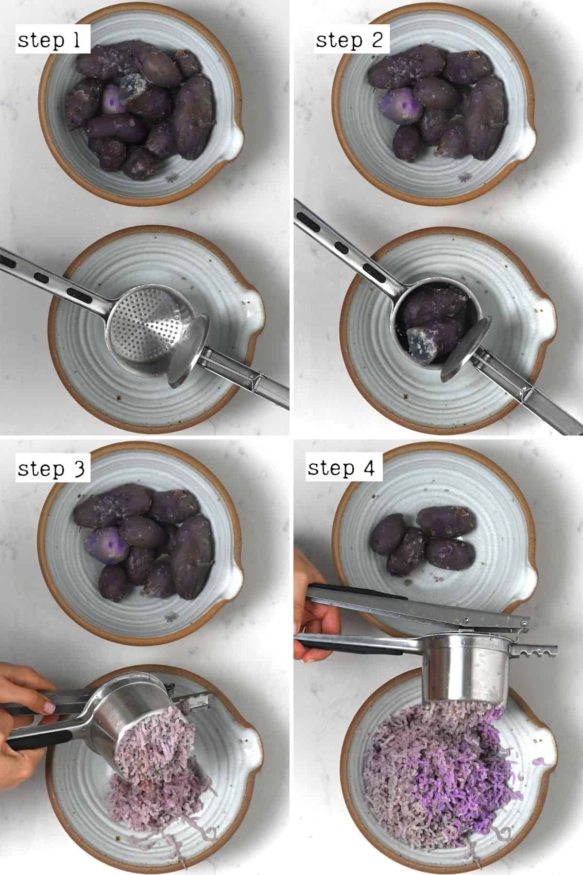 Steps for making purple mashed potatoes