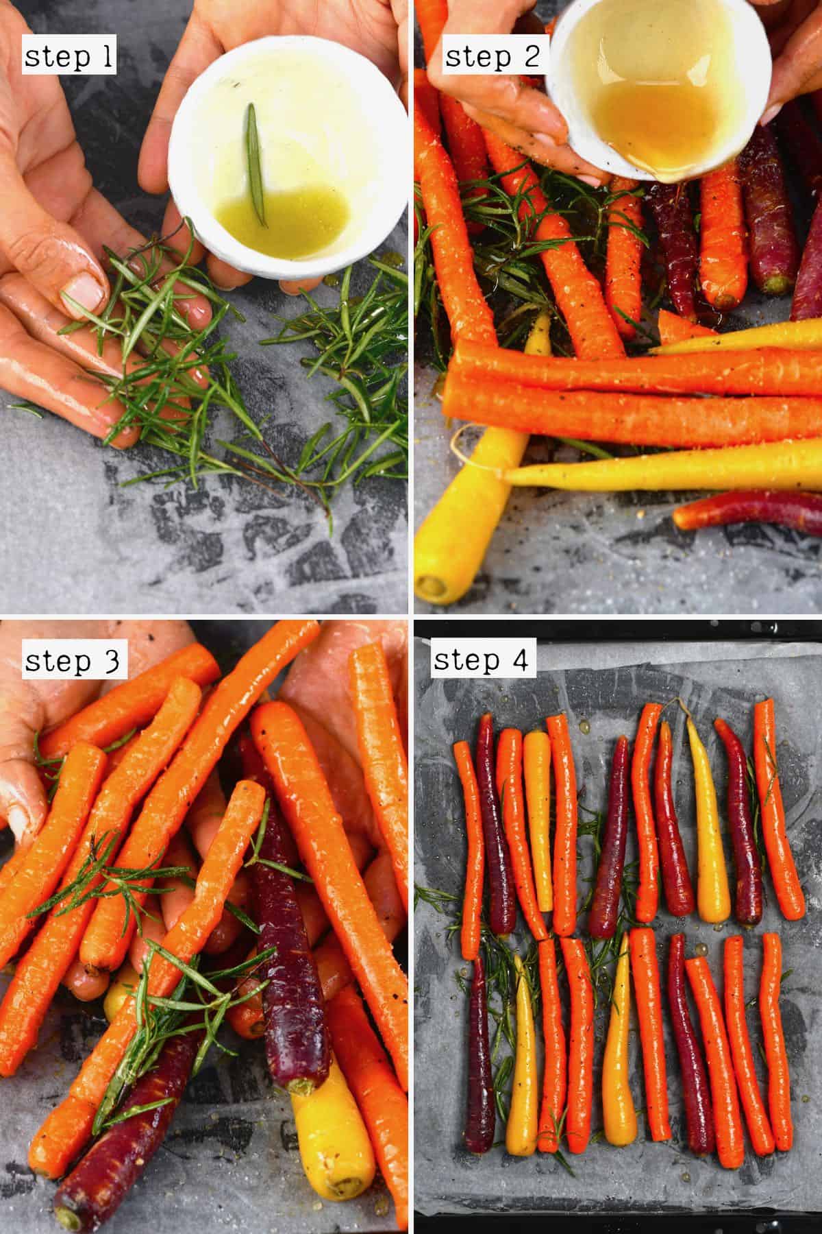 Steps for making roasted carrots