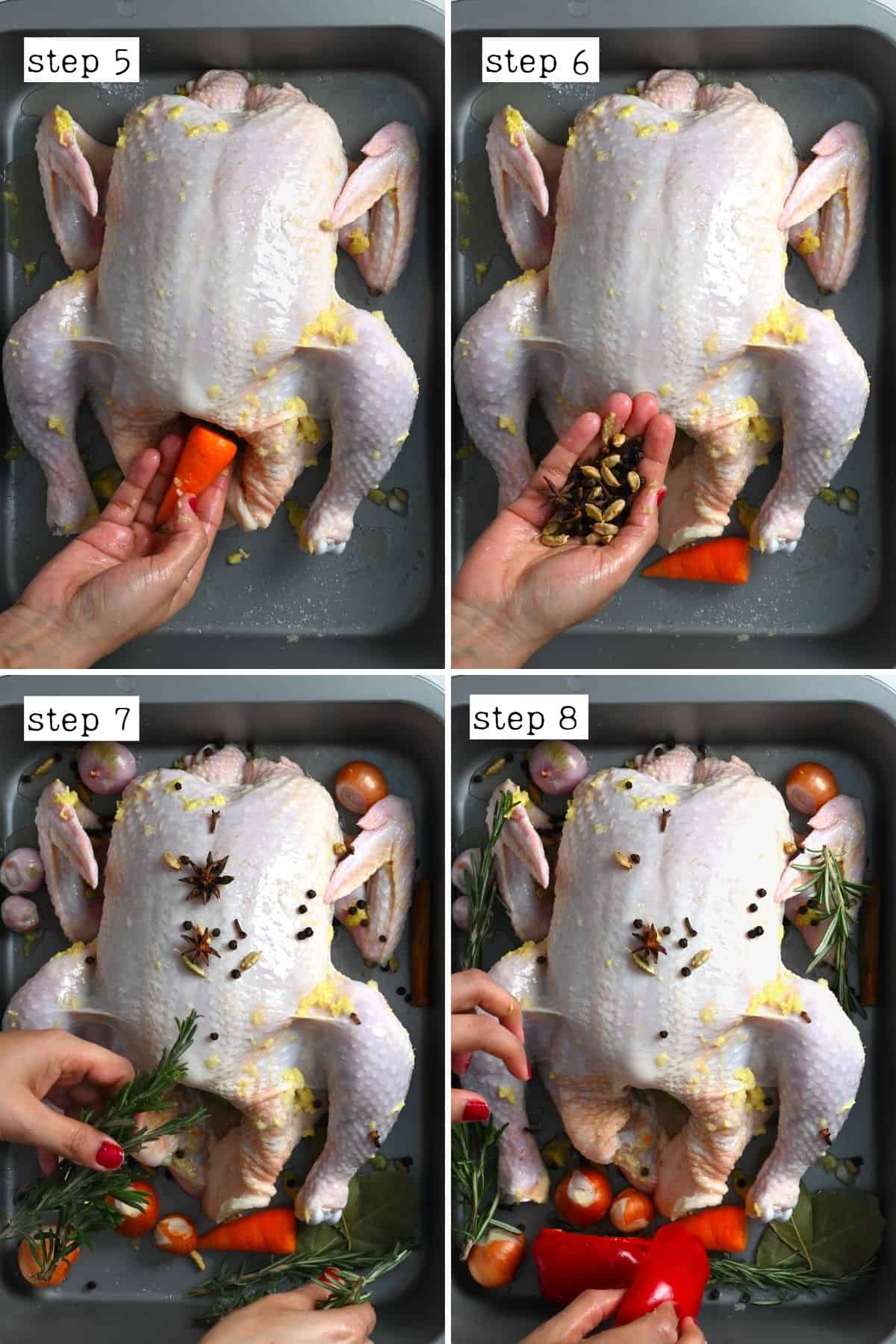 Steps for stuffing chicken