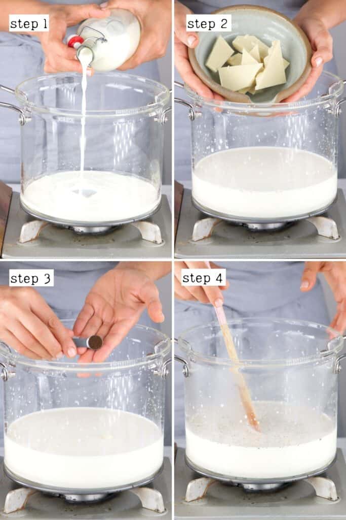 steps for making white hot chocolate