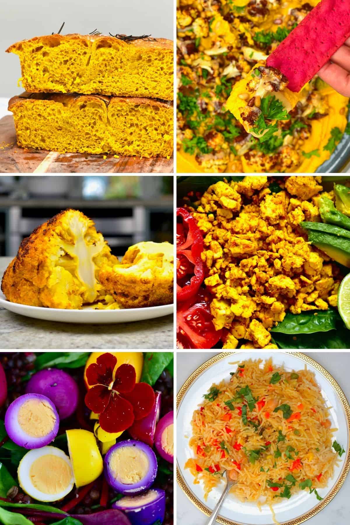 Appetizers and side dishes with turmeric