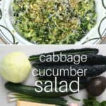 A bowl with crispy cabbage cucumber salad