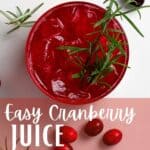 A glass with homemade cranberry juice