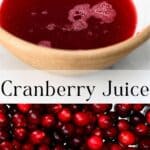 Homemade cranberry juice in a bowl
