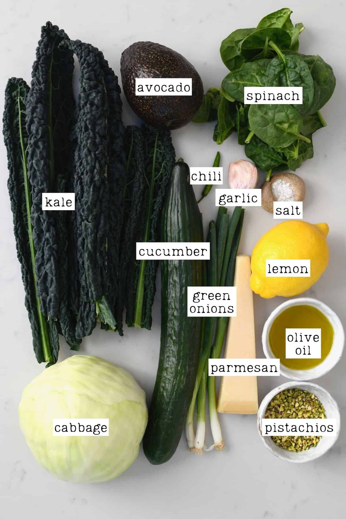 Ingredients for cucumber cabbage salad