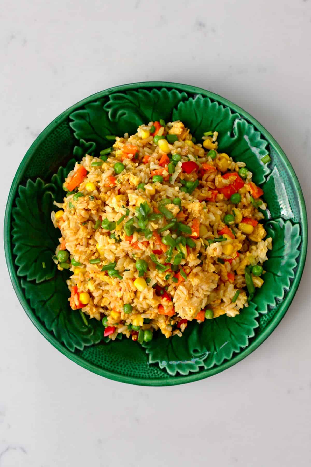 A serving of egg fried rice