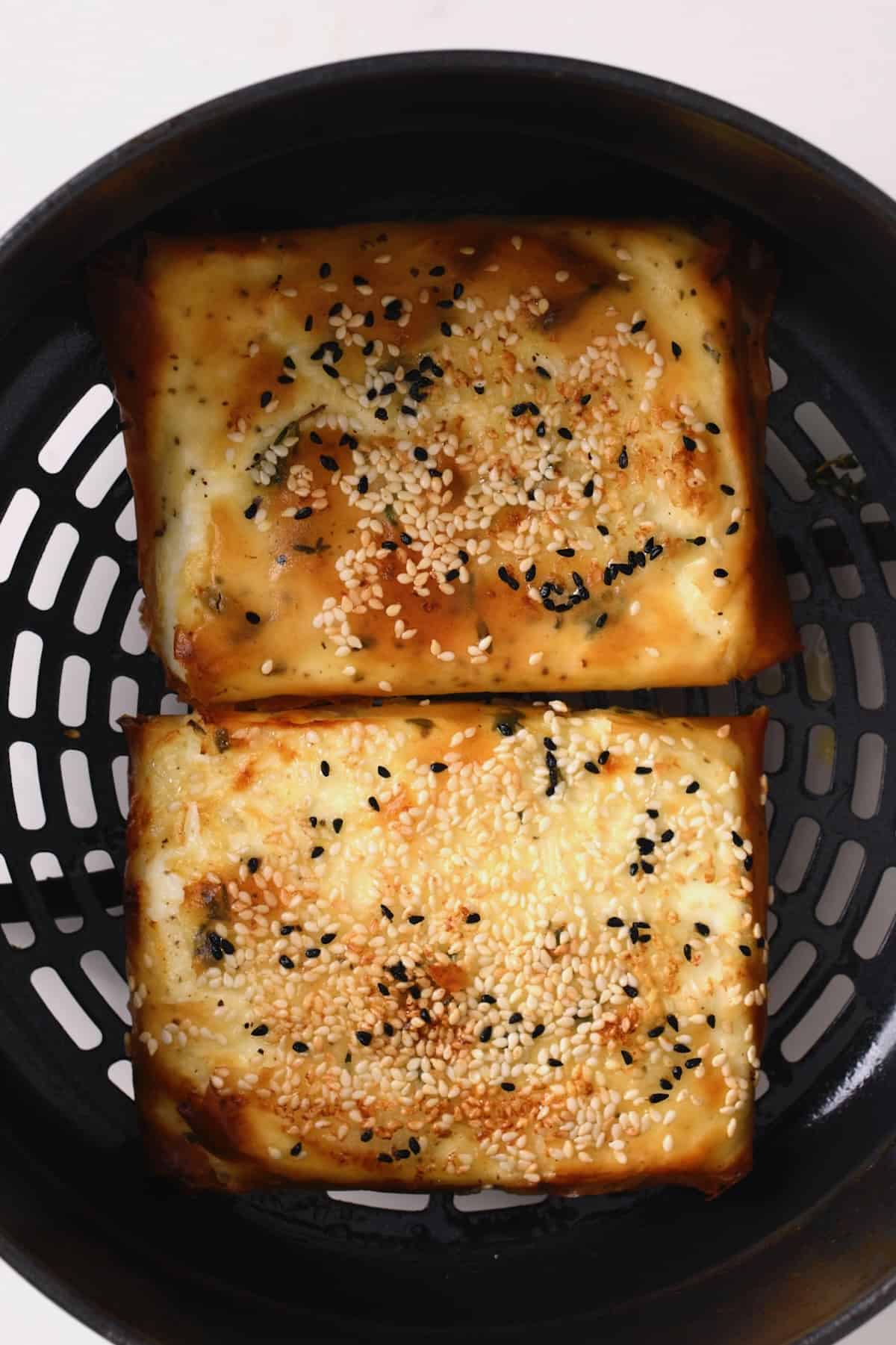 Baked Feta Filled Phyllo Pastry in an air fryer