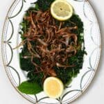 Lebanese Hindbeh (Sauteed Dandelion/Spinach) and Caramelized Onions