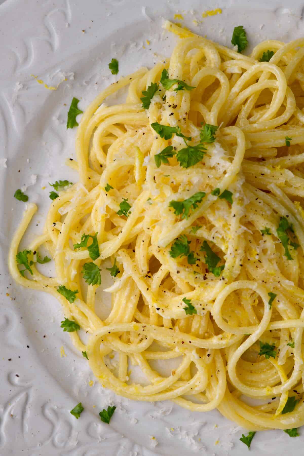 Close up of lemon pasta