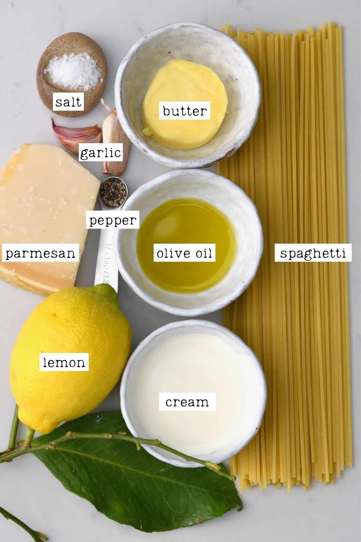 Ingredients for lemon pasta