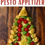 Pesto Christmas tree on a chopping board